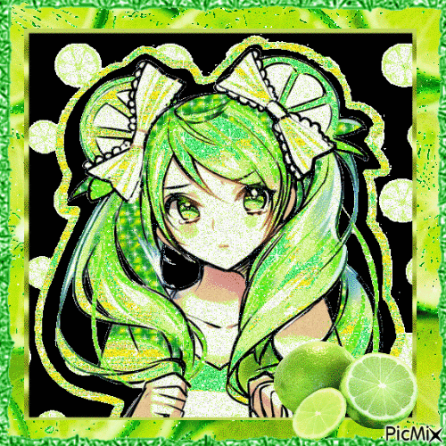 Manga Lime Girl - GIF เคลื่อนไหวฟรี