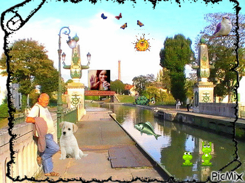 bord du canal de Briare - GIF animado grátis