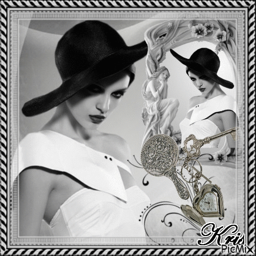 femme glamour avec chapeau ❤️🌼⭐ - GIF animado grátis