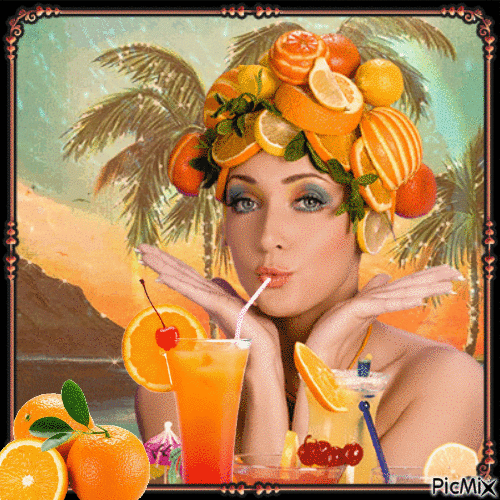 Orange cocktails - GIF animado grátis