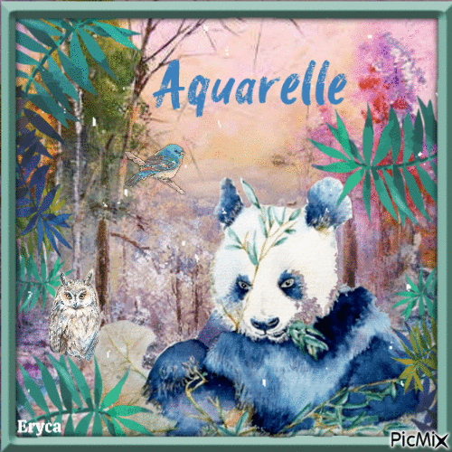 Petit panda en hiver - Aquarelle - Free animated GIF