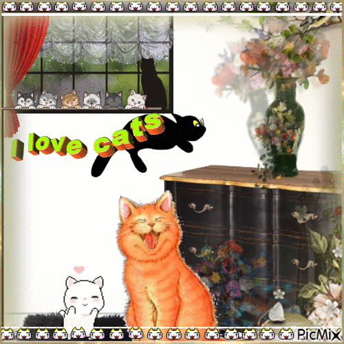 I love cats, funny - Безплатен анимиран GIF
