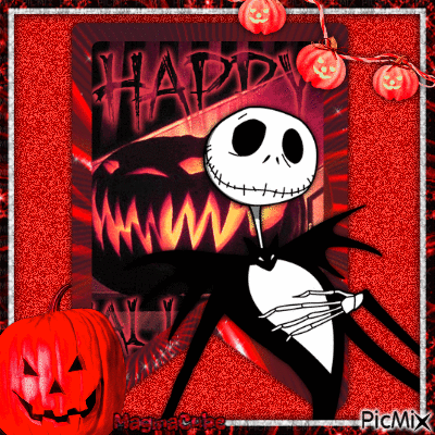 Jack Skellington and his new banner! - Free animated GIF