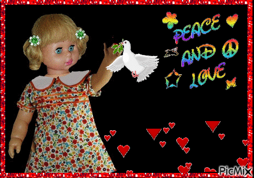 PEACE AND LOVE - Animovaný GIF zadarmo