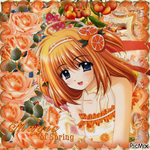 Orangefarbenes Anime-Mädchen - Gratis geanimeerde GIF