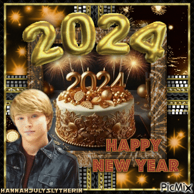 {♫}Sterling Knight and a 2024 New Year Cake{♫} - GIF animate gratis