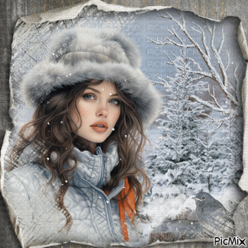 Femme en hiver. - Ilmainen animoitu GIF