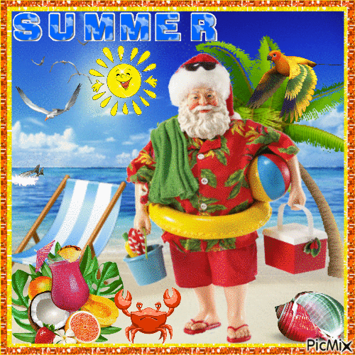 Santa Claus Summer Vacation - Besplatni animirani GIF