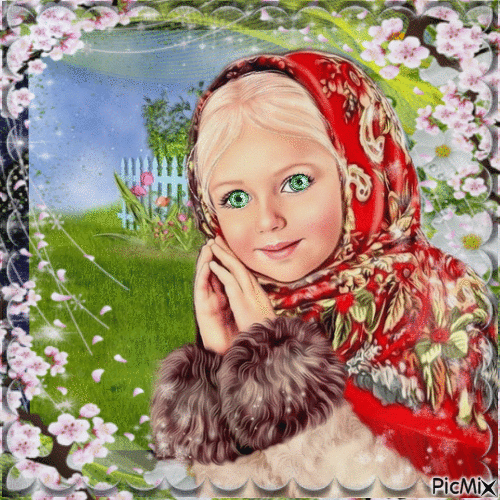 Portrait d'une fillettes aux yeux vert - Darmowy animowany GIF