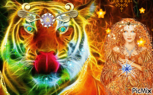 ♥la fée du feu et sont tigre♥ - Zdarma animovaný GIF