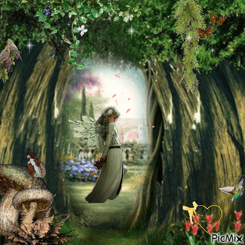 Une fée dans son jardin - Ingyenes animált GIF