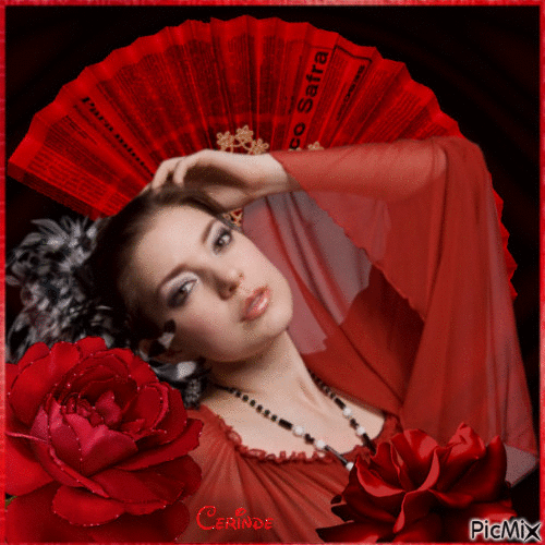 Portrait en rouge et noir - Ilmainen animoitu GIF