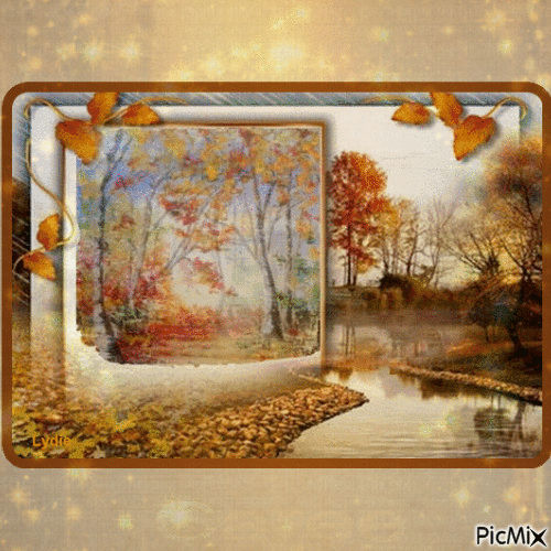 fenêtre sur l'automne fond marron - GIF animasi gratis