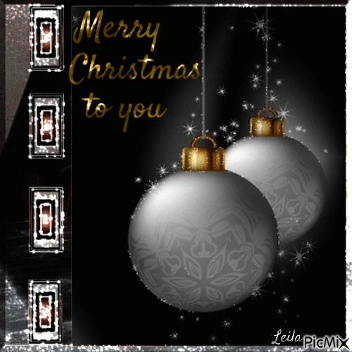 Merry Christmas to you. Black and silver - GIF animasi gratis