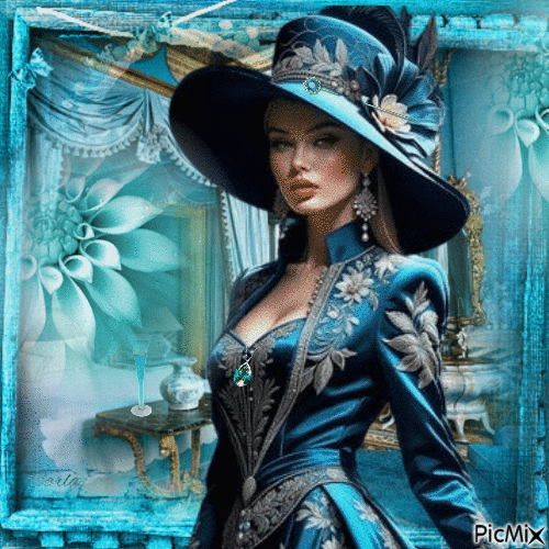Femme vintage turquoise - Δωρεάν κινούμενο GIF