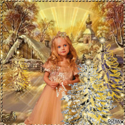 Concours "Fille en hiver dans un décor doré" - GIF animasi gratis
