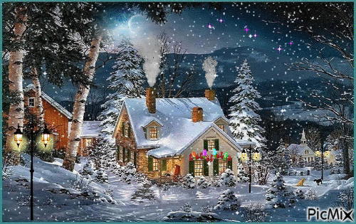 image hiver paysage - Бесплатный анимированный гифка