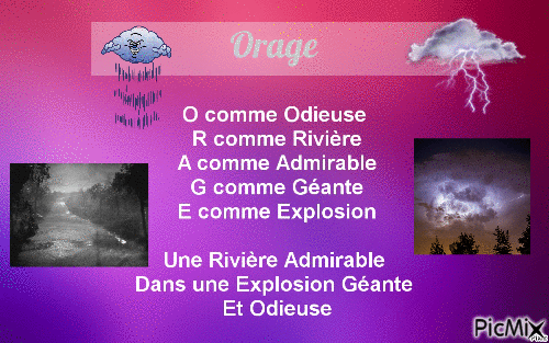 Poème sur le mot "Orage" - Darmowy animowany GIF