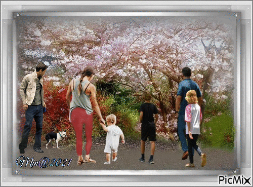 Min@   Familj på promenad---Family on a walk - Безплатен анимиран GIF