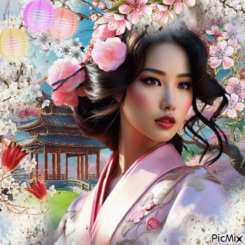 Hermosa mujer asiática - Free animated GIF
