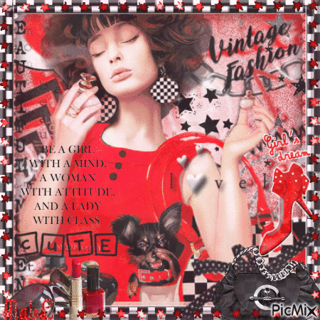 Fashion Lady in Red - GIF animate gratis