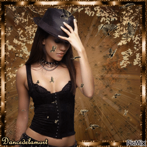 Portrait Of Woman In Black Hat: - Free animated GIF