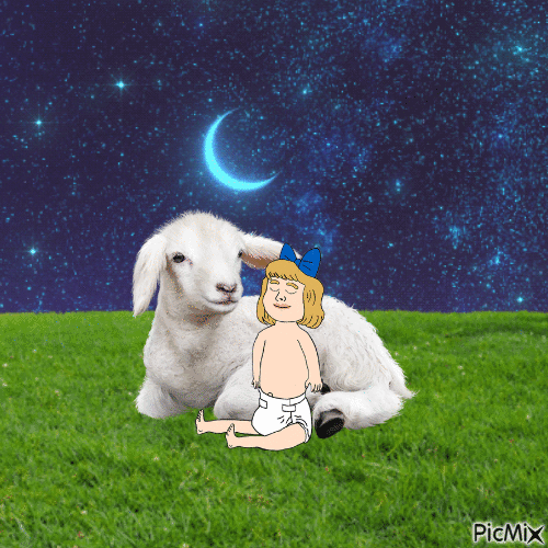 Baby and sheep 3 - Free animated GIF