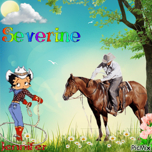 cowboy et cow girl - GIF animado grátis