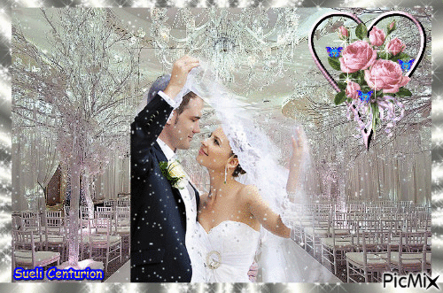 Casamento na neve - GIF animasi gratis