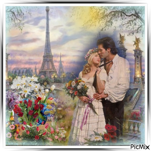 Couple in Paris - zdarma png
