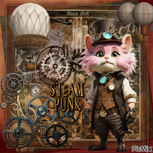 Steampunk Cat - Free animated GIF