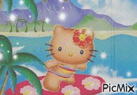 aloha hello kitty!! - Gratis animeret GIF