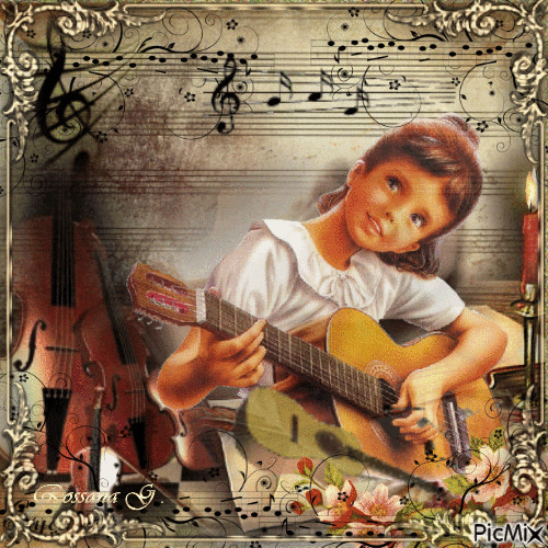 Enfant jouant de la guitare - Ilmainen animoitu GIF