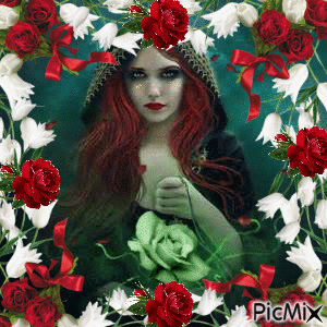 witch and flowers - Gratis geanimeerde GIF