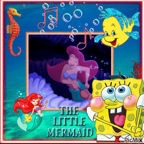 Spongebob & Ariel - GIF animasi gratis