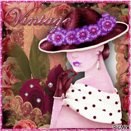 Hat with Purple Flowers - GIF animé gratuit