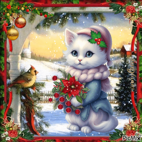 Christmas cat - Nemokamas animacinis gif