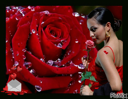 Rose rouge - couleur de la passion - Besplatni animirani GIF
