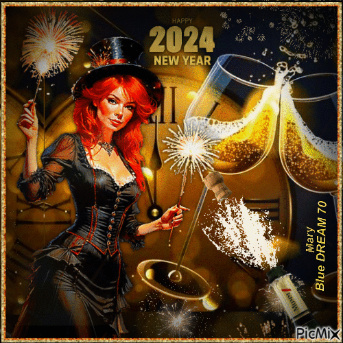 Happy new year 2024 ! - GIF animé gratuit