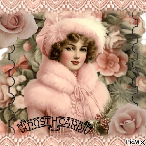 Carte postale vintage (tons pastel) / concours - png ฟรี