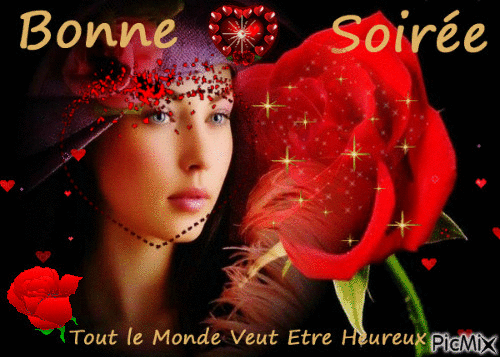 Bonne soirée rose - Бесплатный анимированный гифка