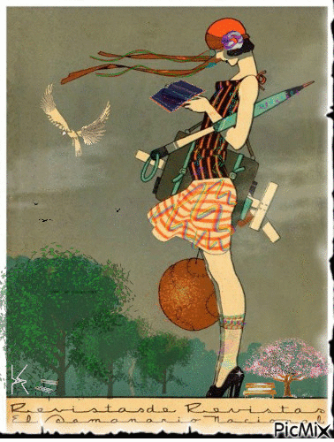 Vintage: Una chica universitaria - Бесплатни анимирани ГИФ