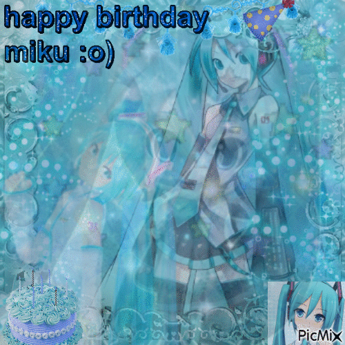 happy birthday miku! - Бесплатный анимированный гифка