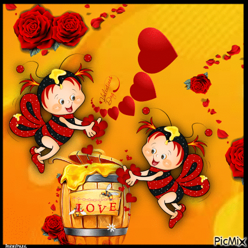 Valentinstag für Liebesbienen - Bezmaksas animēts GIF