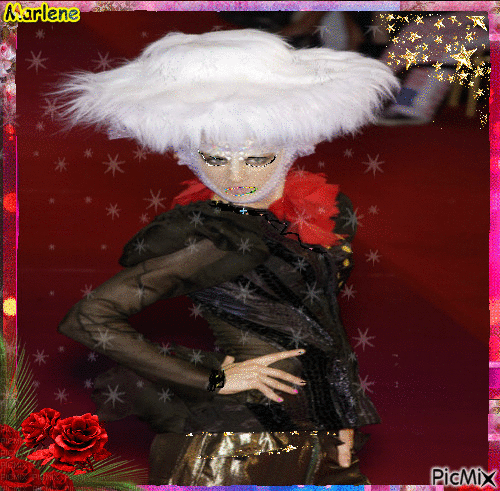 Portrait Carnaval Woman Colors Deco Glitter Black Fashion Glamour White Hat - Free animated GIF