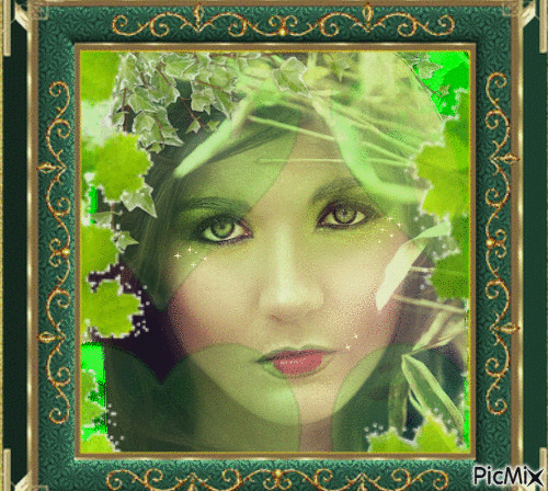 woman in green - GIF animasi gratis