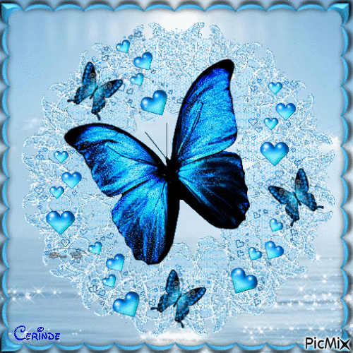 Papillon bleu - Безплатен анимиран GIF