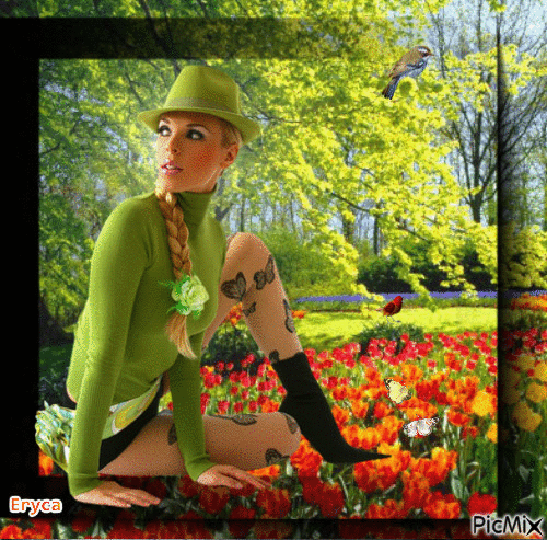 Le champ de tulipes - Бесплатный анимированный гифка