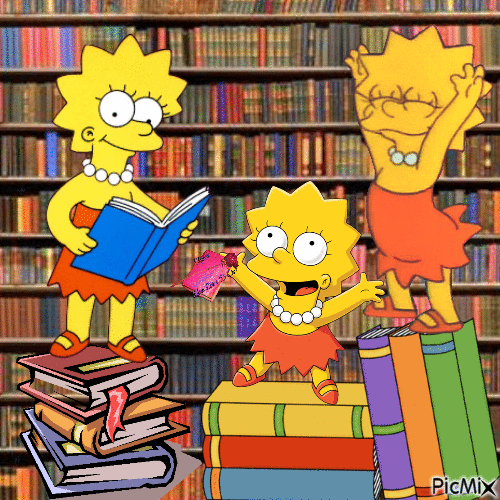 Lisa Simpson könyvtárban - GIF animasi gratis