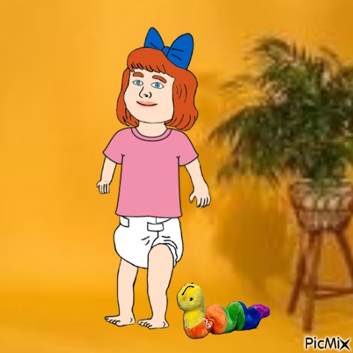 Baby and Inch the worm in studio - png gratis